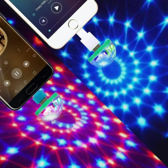 Mini Lâmpada USB RGB Colorida com Adaptador V8 e Type C INOVA - LAN-30087