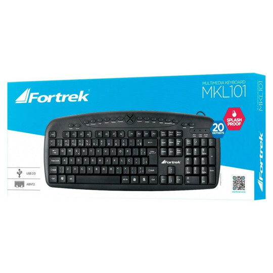 Teclado Fortrek Multimídia Usb ABNT2 Preto - MKL-101