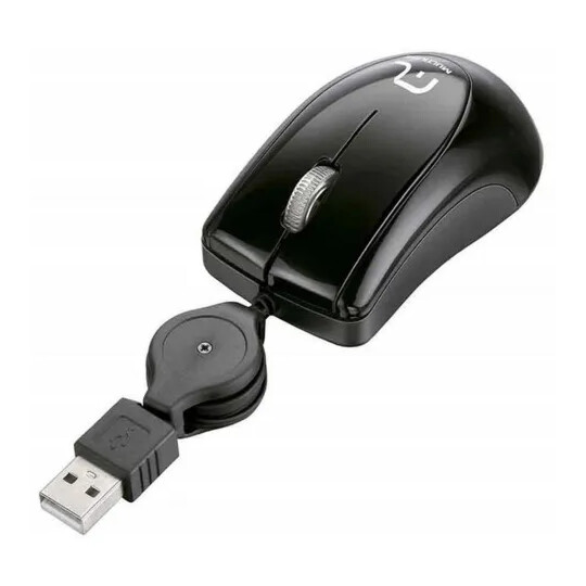 Mini Mouse Óptico Com Cabo Retrátil USB Multilaser MO205