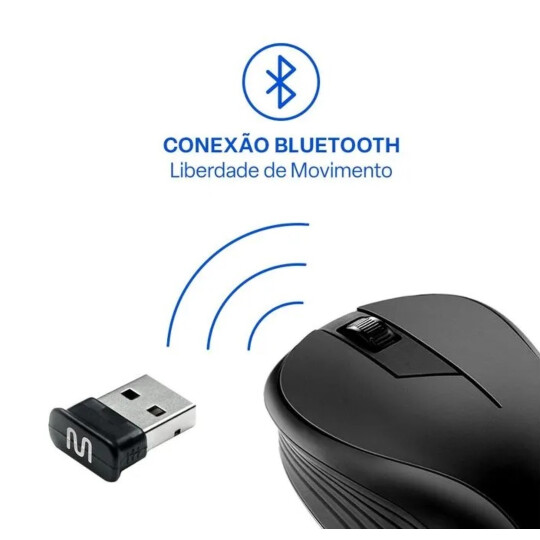 Mouse sem Fio Multilaser 2.4ghz Usb 1200 dpi Preto - MO212