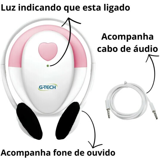 Monitor Doppler Fetal Pré Natal Batimentos Cardíacos Rosa