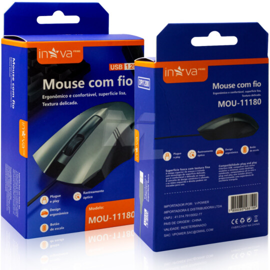 Mouse Óptico com Fio USB 1.2 Metros INOVA - MOU-11180