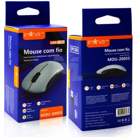 Mouse Óptico com Fio USB 1.2 Metros INOVA - MOU-20055