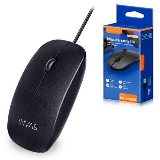 Mouse com Fio USB Slim Office INVAS - IN-20054