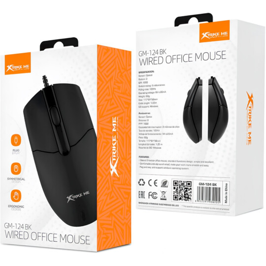 Mouse Office Escritório BK Preto 1000dpi Xtrike-ME - GM-124