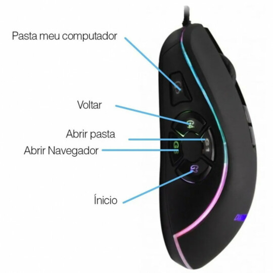 Mouse Gamer Com Led Rgb Usb Com Fio 3200dpi Durawell - Dw-270