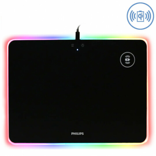 Mouse Pad Com Led 35cm X 25cm Carregador Qi Philips - Spl7504