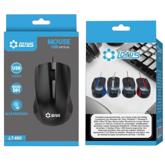 Mouse Óptico USB Plug and Play LOTUS - LT-660
