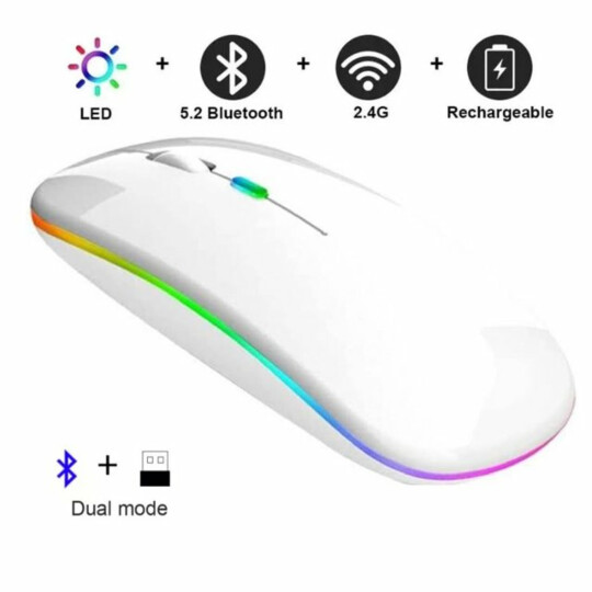 Mouse sem Fio Dual Band Recarregável Bluetooth & Wireless 2.4 GHz - MS-S350L