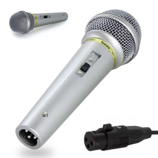 Microfone Dinâmico com Fio Profissional P10 Tomate - MT-1018