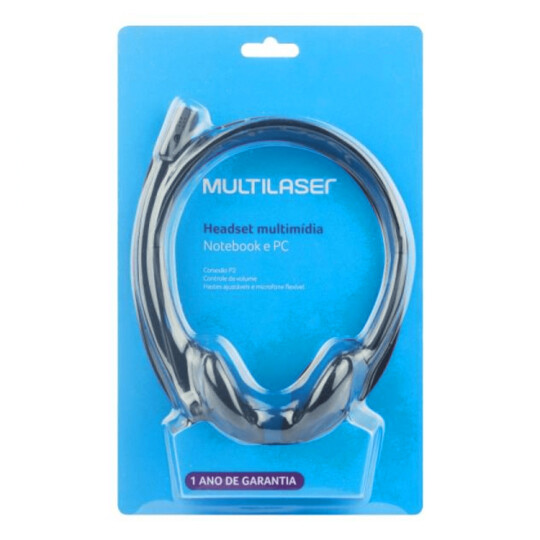 Fone De Ouvido Headset Estéreo Com Fio 32 OHMS Preto P2 Multilaser - PH002