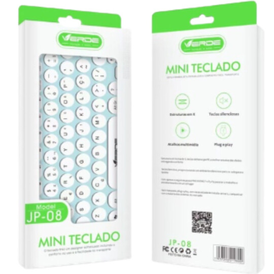 Teclado com Fio Usb Ultra Fina Teclas Redondas Macaron Verde - JP-08