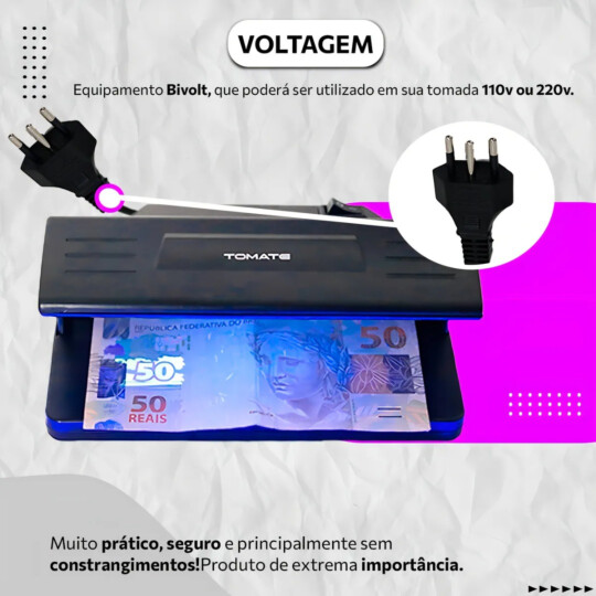 Identificador Notas Falsas Cédulas Dinheiro Com Luz Negra Uv 127/220v