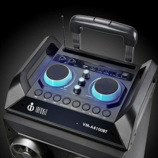 Caixa de Som Bluetooth Multiuso FM Usb Sd Até 150w Com Rodas - VM-A8100