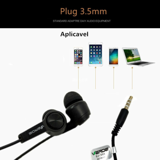 Fone de Ouvido Com Fio Intrauricular Super Bass Verde - EJ-V03