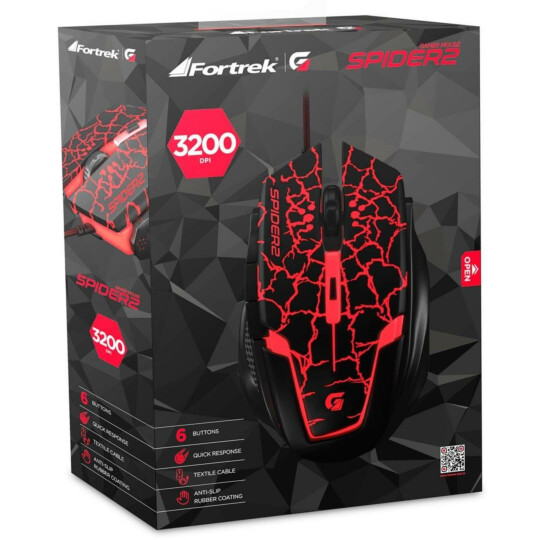 Mouse Gamer Fortrek Spider 2 Usb 6 Botões 3200dpi - OM705