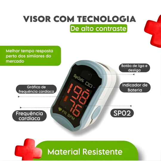 Oxímetro Digital para dedo G-Tech LED c/ Capa de Silicone