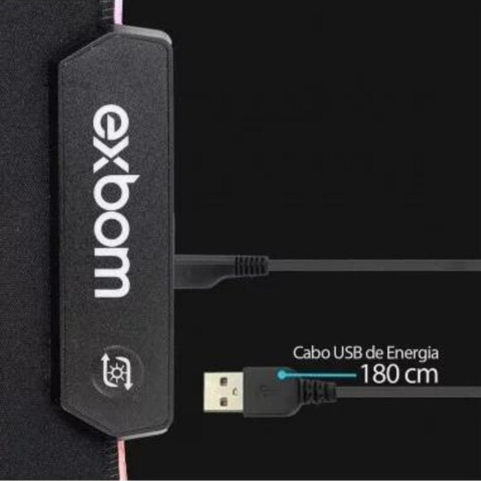 Mouse Pad Gamer com borda de LED RGB 7 Cores 25x35cmx4mm EXBOM - MP-LED2535