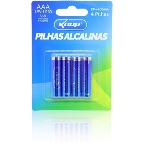 Pilha AAA Alcalina 1.5V LR03 com 4 unidades KNUP - KP-2900AAA