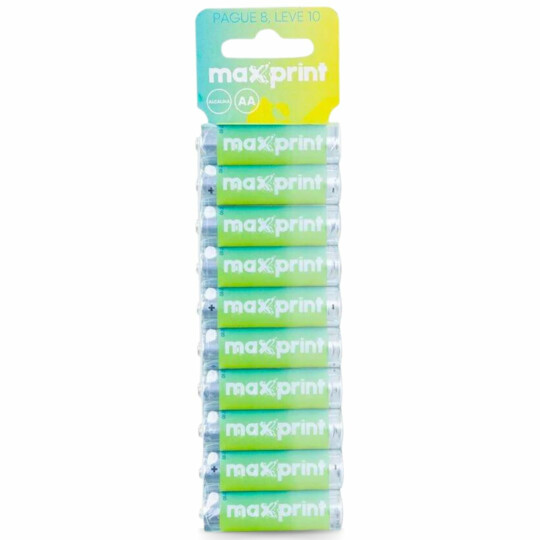 Pilha Alcalina AA 1.5 V MAXPRINT Compre 8 Leve 10 - 75000034