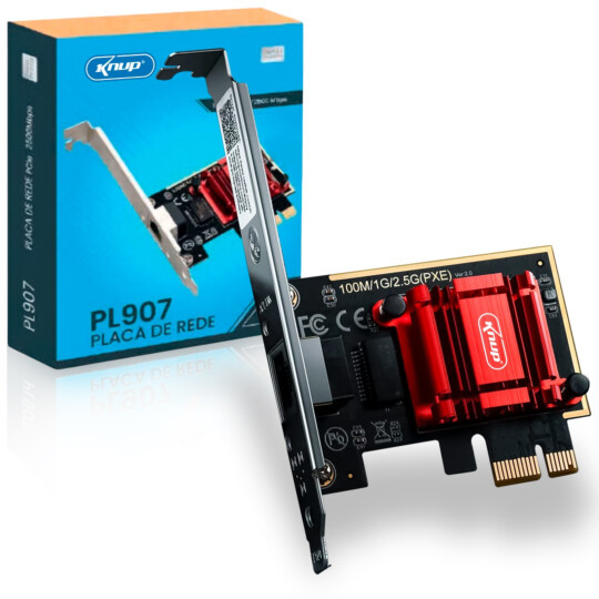 Placa de Rede para PC PCI Express RJ45 10/100/1000/2500 Mbps KNUP - KP-PL907