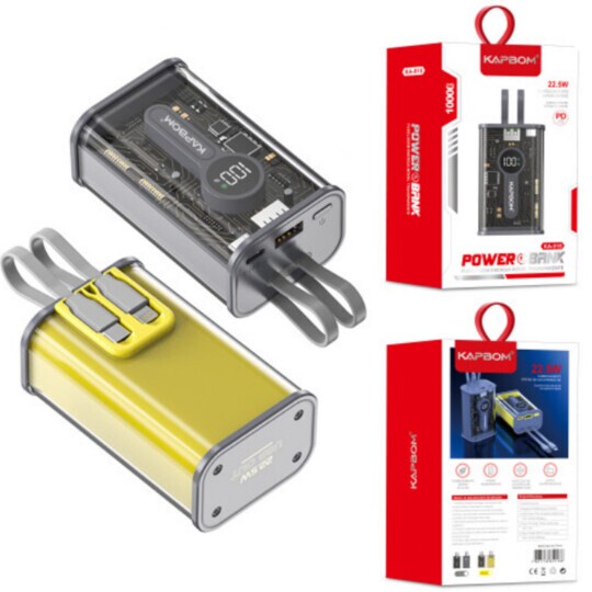 Power Bank 10000 mAh Saída PD Type-C e Usb 22W Display Indicadores KAPBOM - KA-918