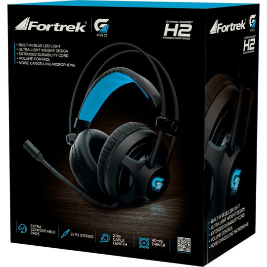 Headset Gamer Fortrek Pro com Microfone 2 P2 e Led Azul - H2