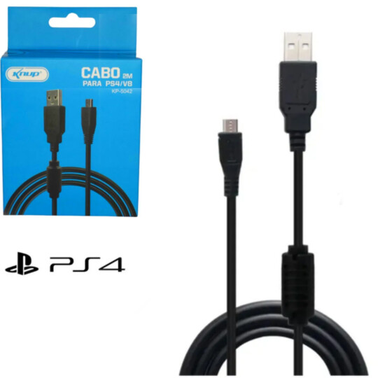 Cabo Carregador Controle PS4 V8 x USB KNUP - KP-5042