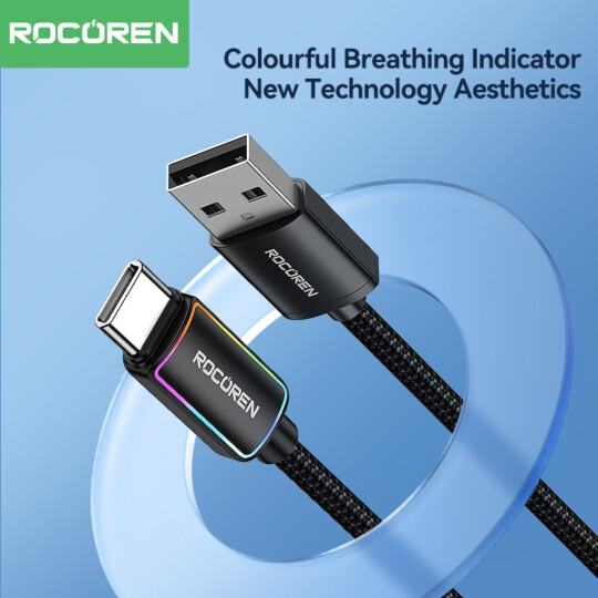 Cabo USB-C Rocoren Micai Series USB-A para USB-C 3A 1m - RCXCAT-MC05