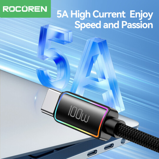 Cabo USB-C Rocoren Micai Series USB-C para USB-C 100W 1M - RCXCTT1- MC05