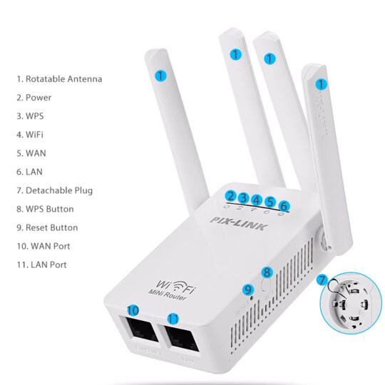 Repetidor De Sinal Wifi 4 Antenas Amplificador De Sinal - WR09