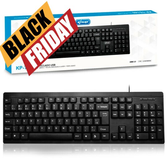 Teclado com Fio Usb 2.0 ABNT2 para PC e Notebook KNUP - KP-TE148