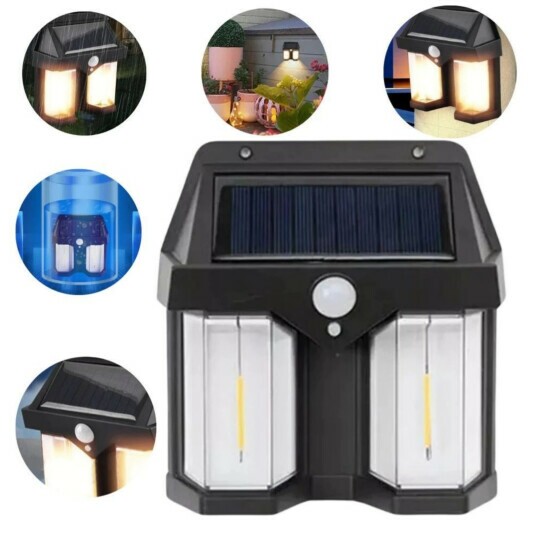 Luz De Led Arandela Solar Parede Sensor De Presença Rústica - ON-LU107