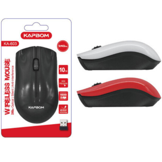Mouse Óptico Sem fio Wireless 2.4Ghz Receptor Usb Kapbom - KA-603
