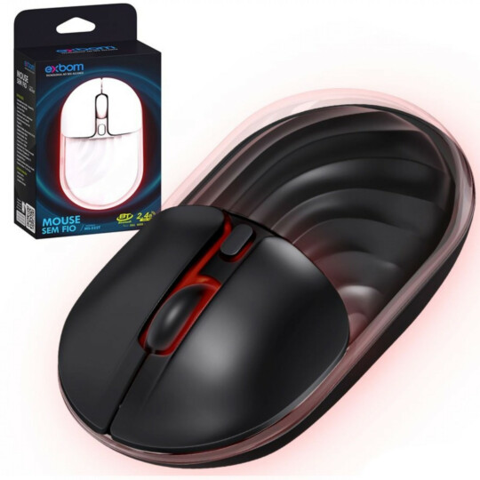 Mouse Sem Fio Transparente Dual Mode 2.4ghz + Bluetooth Exbom MS-S22T