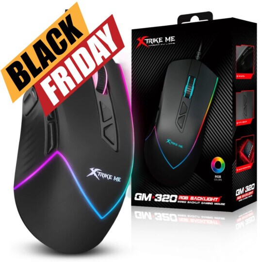 Mouse Gamer Xtrike-ME GM-320 Preto USB 12800dpi Led RGB