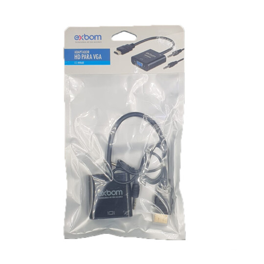 Conversor HDMI para VGA com Cabo de Áudio P2 - EXBOM CC-HVA60