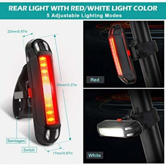 Sinalizador para Bicicleta com 6 Modos Vermelho e Branco Bmax - BM-8507