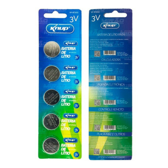 Bateria 3v Lithium Cartela com 5 Unidades - KP-BT2032 CAIXA FECHADA 20 UNIDADES
