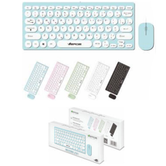 Kit Teclado e Mouse com Fio Usb Ultra Fino Teclas Redondas Macaron Verde - JP-08T