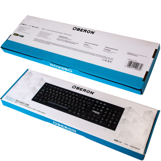 Teclado com Fio USB Oberon Teclas Silenciosas Padrão ABNT Preto - OR-TE100