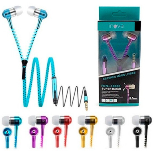 Fone Ouvido Intra-auricular Zipper com Microfone INOVA - FON-10050