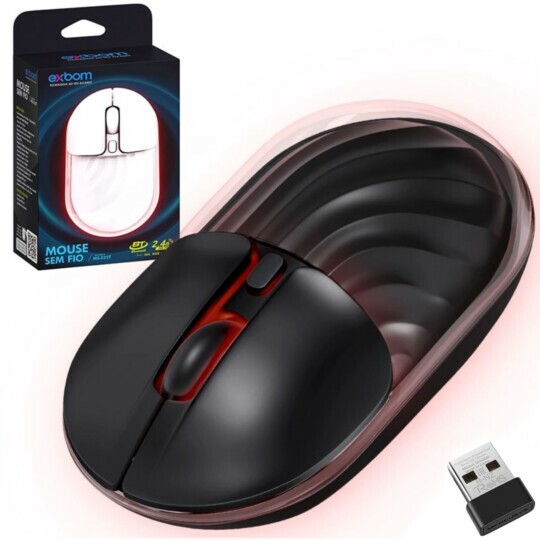 Mouse Sem Fio Transparente Dual Mode 2.4ghz + Bluetooth Exbom MS-S22T