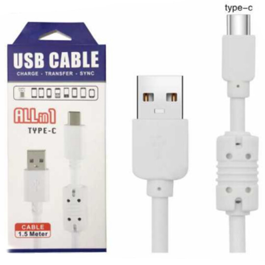 Cabo Type C Usb com Filtro 1,5 Metros Branco Altomex - A-TYPE-C