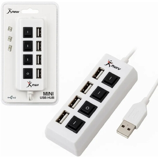 Hub USB 4 Portas 2.0 com Switch e Led Indicador KNUP - HB-T63
