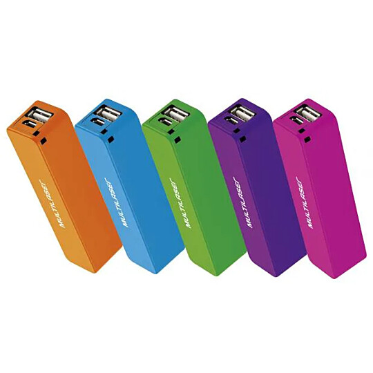 Power Bank USB Portátil Compacto 2200mAh Colorido Sortido Multilaser - CB078