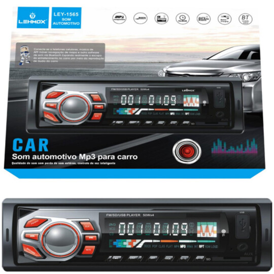 Rádio Som Automotivo MP3 para Carro Lehmox - LEY-1565