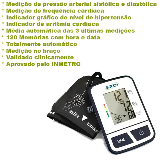 Aparelho Medidor De Pressão Digital Braço Gtech Bpsp11
