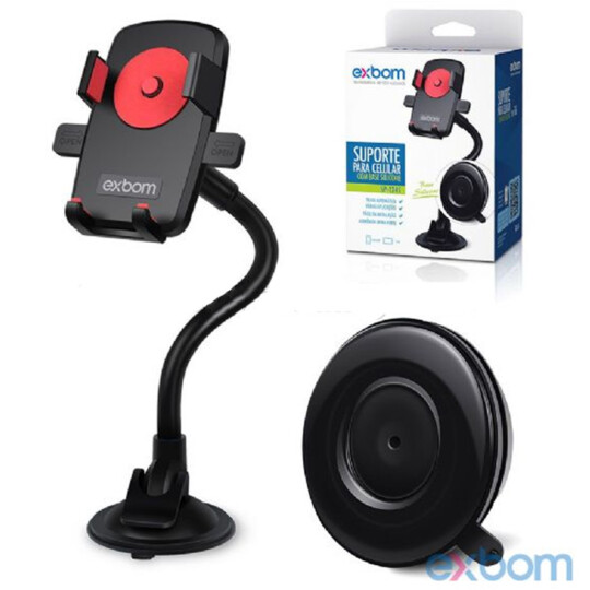 Suporte para Celular Veicular com Trava Automática e Haste Flexível EXBOM - SP-T24S