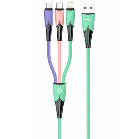 Cabo Carregador 3 em 1 iOS Lightning / Type C / V8 Android Sumexr - SX-B37